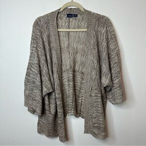 Basic Editions Women’s Plus Size Beige / Brown Open Cardigan Size 2X